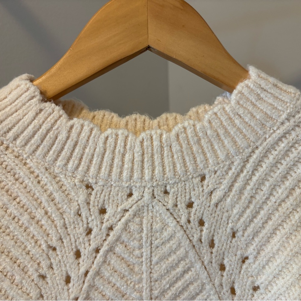 Anthropologie Pointelle Short-sleeve Ivory Knit Sweater NWT - Picture 8 of 9